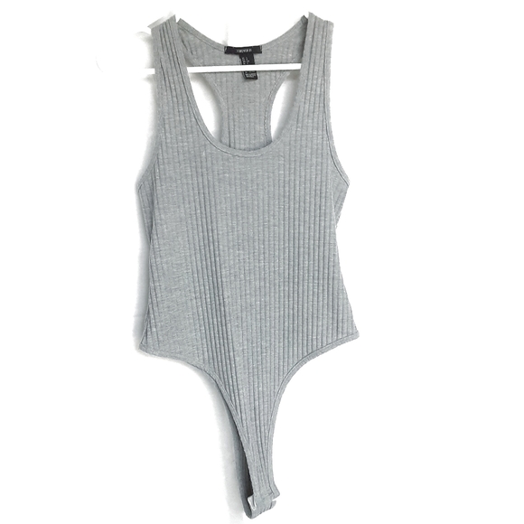 Forever 21 Tops - FOREVER 21 Grey Racerback Tank Top Bodysuit Size L